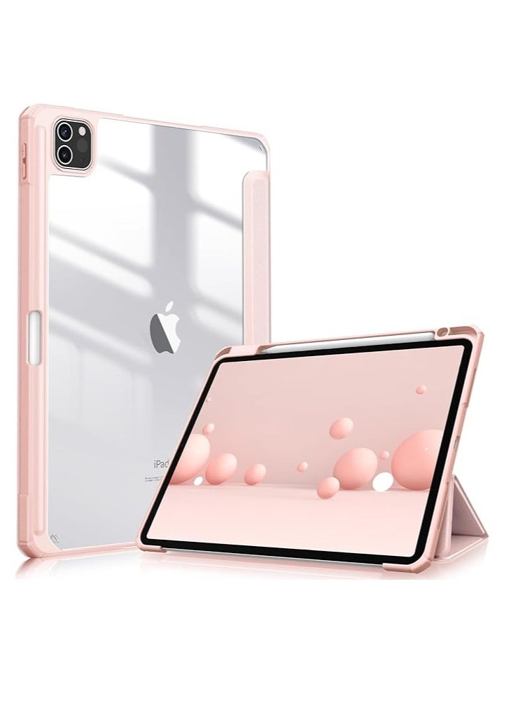 EVO New Compatible with iPad Pro 11 inch Case 2024 M4 with Built-in Pencil Holder, for iPad Pro 11 Case with Hard Clear Back Shell, Support Pencil Pro & Pencil (USB-C), Auto Wake/Sleep,PinK  - Image 1