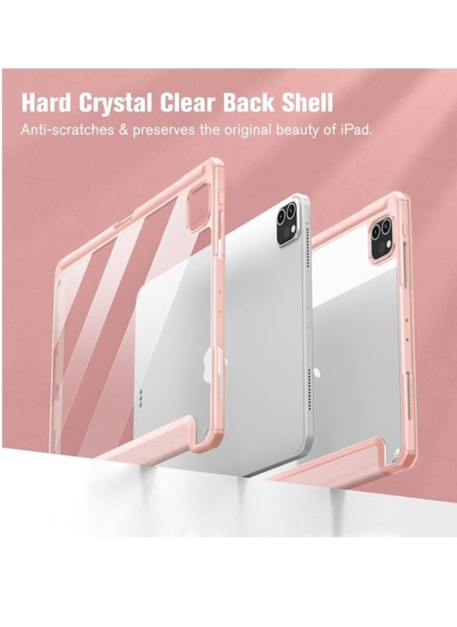 EVO New Compatible with iPad Pro 11 inch Case 2024 M4 with Built-in Pencil Holder, for iPad Pro 11 Case with Hard Clear Back Shell, Support Pencil Pro & Pencil (USB-C), Auto Wake/Sleep,PinK  - Image 4
