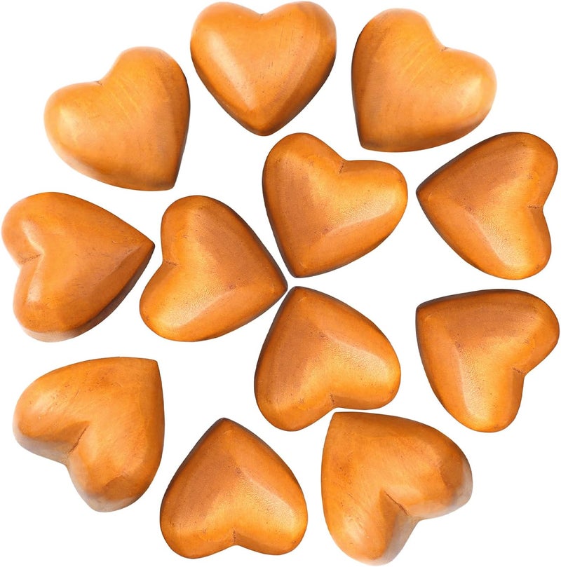 Henoyso 12 Pcs Handmade Wooden Hearts 3D Love Wood Carved Hearts Small Pine Wood Hearts for Crafts Engraved Wood Heart Decor for Anniversary Valentine Wedding Back to School Gift Ornaments - Image 4