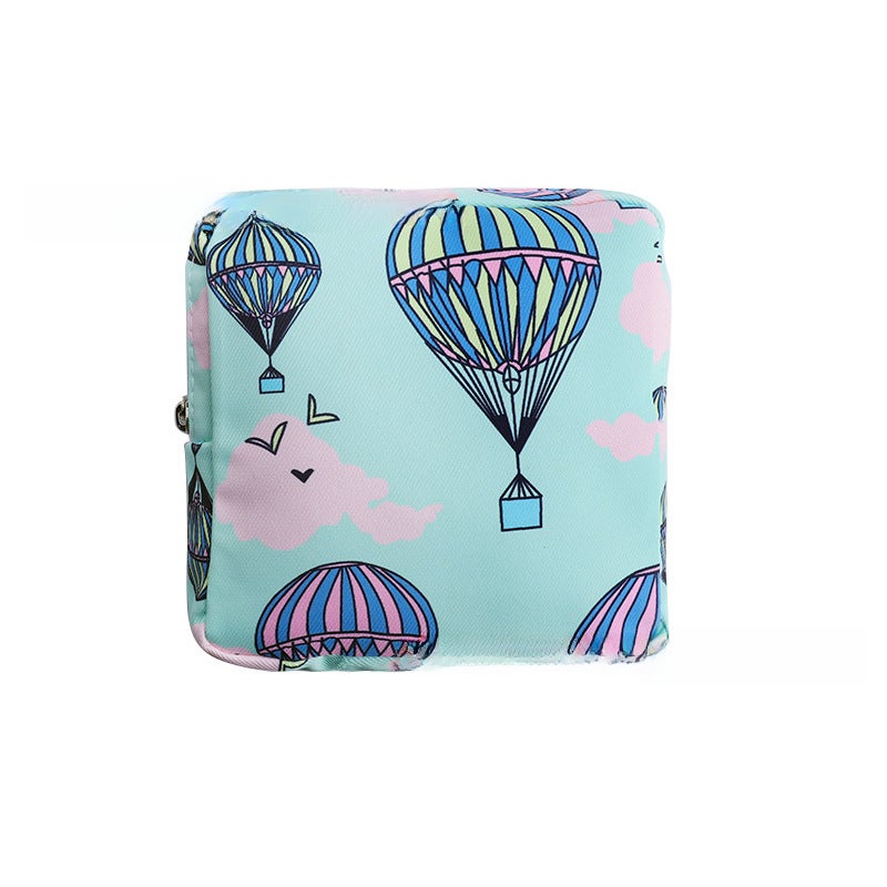 Cute Sanitary Pad Storage Bag Portable Waterproof Green Balloon 
