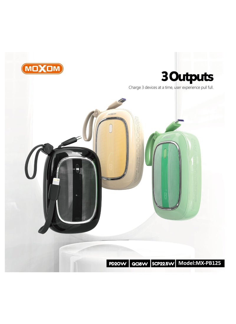MOXOM MX-PB125 10000mAh Power Bank - PD20W, QC18W, SCP22.5W, Compact and Lightweight with LCD Display  - Image 4