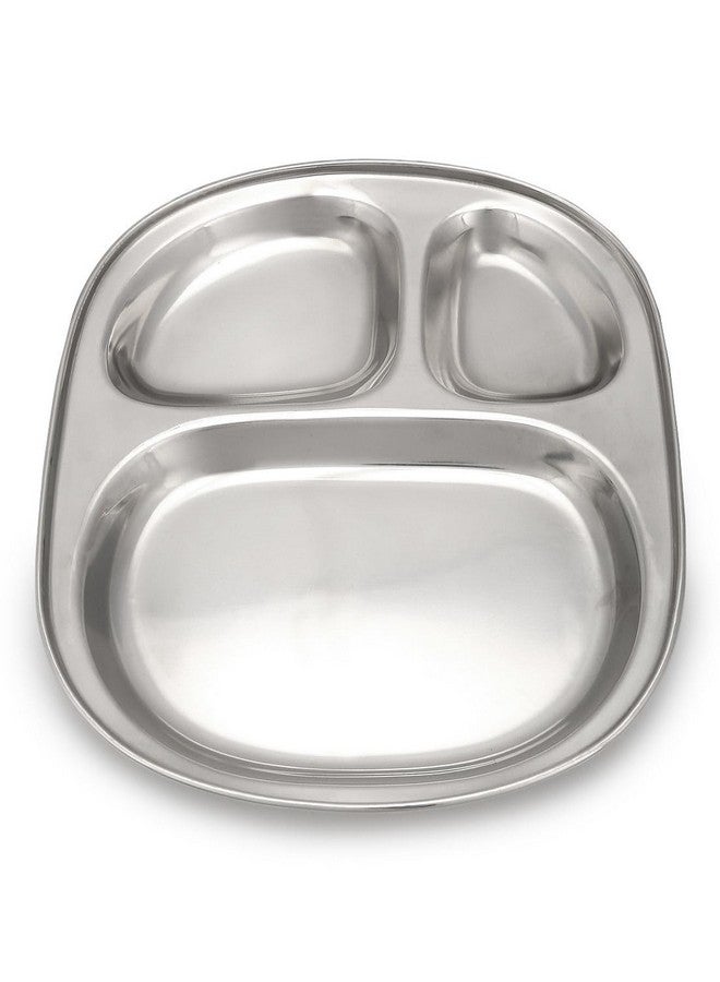 Dynore Stainless Steel 3 in 1 Three Compartment Nasta/Snacks/Kids Nasta Plate/Partition Plate- Set of 6 - Image 3