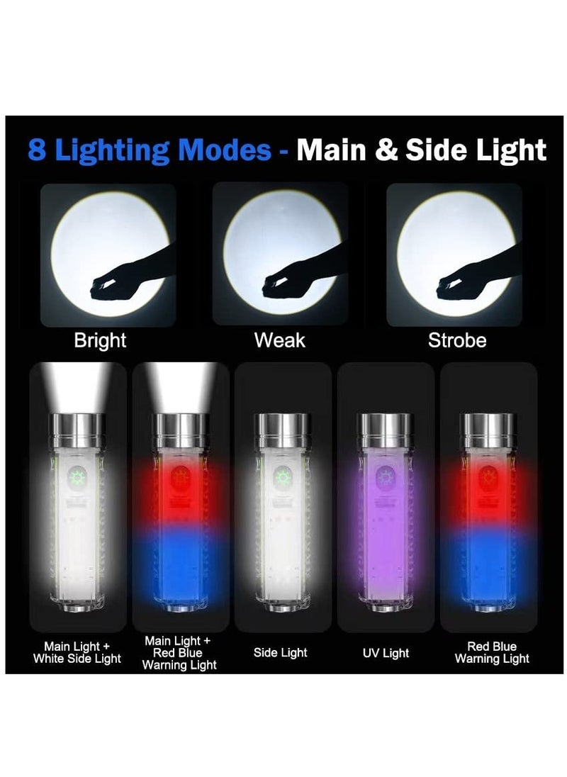 Generic Super Bright 500 Lumens Rechargeable LED Mini Pocket Torch with Red, Blue, and UV Light - 8 Modes, Magnetic, Zoomable Flashlight for Emergency, Camping, Hiking, and Gifts.  - Image 2