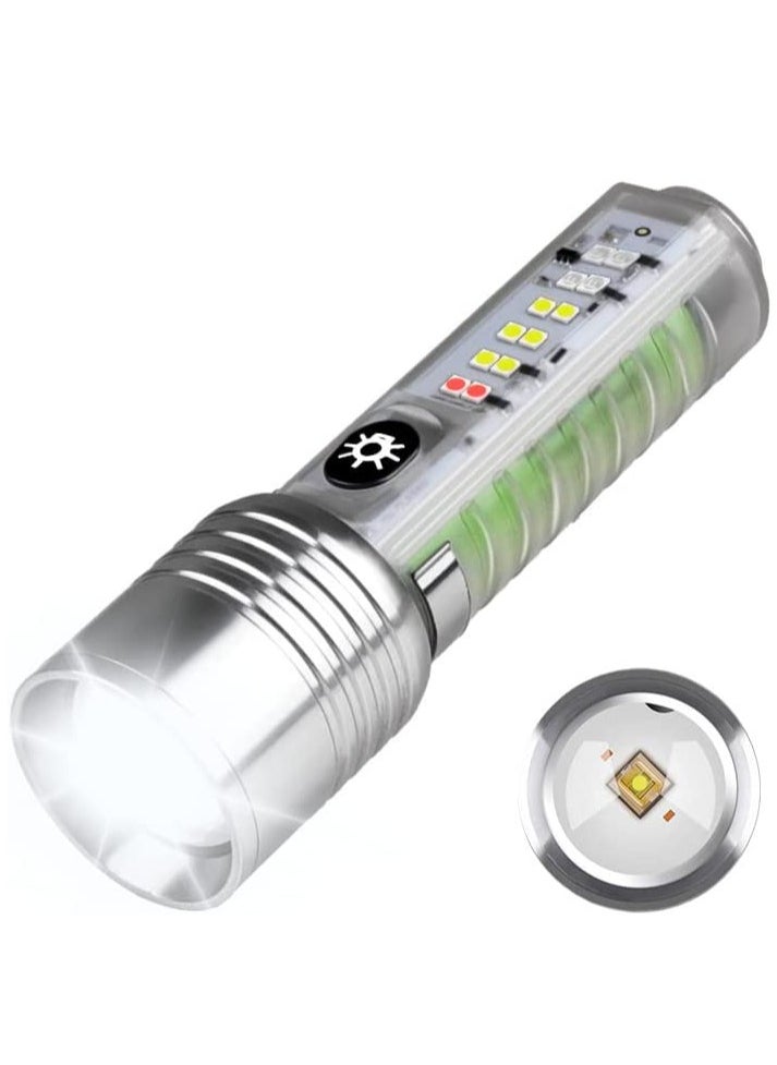 Generic Super Bright 500 Lumens Rechargeable LED Mini Pocket Torch with Red, Blue, and UV Light - 8 Modes, Magnetic, Zoomable Flashlight for Emergency, Camping, Hiking, and Gifts.  - Image 1