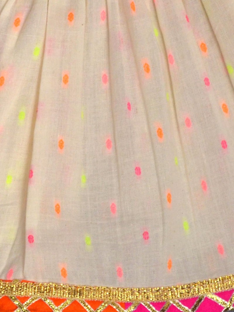 A.T.U.N. (ALL THINGS UBER NICE) Baby Girls Neon Swiss dot Kurti in Gota Lacework with Sharara Set | Comfortable Cotton Ethnic Clothing Set - Image 5
