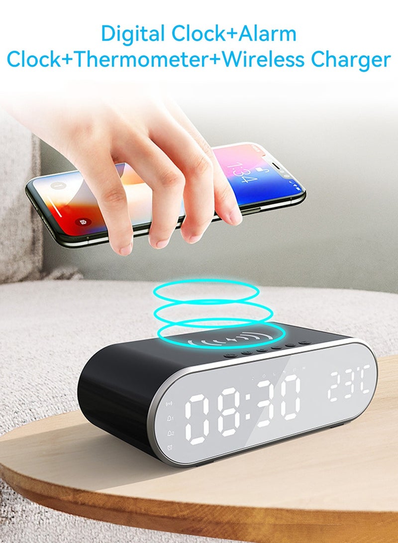 ليوكور ساعة منبه رقمية مع ساعات مكتب LED للشحن اللاسلكي لغرفة النوم المنزلية والمكتب والمكتب - Image 2