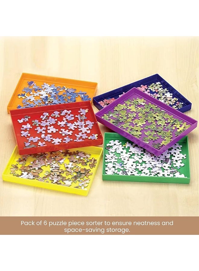 Bits and Pieces â€“ Stack-Em Sorting Trays - Puzzle Piece Organizer â€“ Stackable Sorting Trays - Jigsaw Puzzle Accessories - Pack of 6-7Â¾â€ x 5Â¾â€ - Image 1
