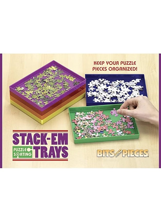 Bits and Pieces â€“ Stack-Em Sorting Trays - Puzzle Piece Organizer â€“ Stackable Sorting Trays - Jigsaw Puzzle Accessories - Pack of 6-7Â¾â€ x 5Â¾â€ - Image 2