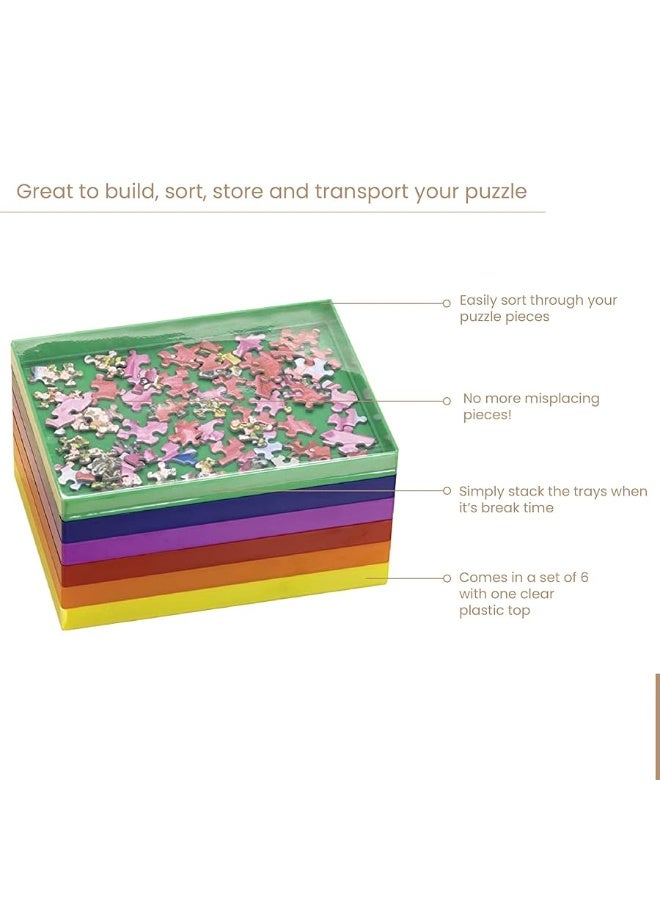 Bits and Pieces â€“ Stack-Em Sorting Trays - Puzzle Piece Organizer â€“ Stackable Sorting Trays - Jigsaw Puzzle Accessories - Pack of 6-7Â¾â€ x 5Â¾â€ - Image 4