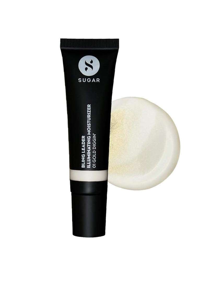 SUGAR Cosmetics Bling Leader Illuminating Moisturizer 01 Gold Diggin' Warm Gold Highlighter with Pearl Finish Lightweight Moisturizer and Highlighter, Protects against Pollution, Multi - Image 1