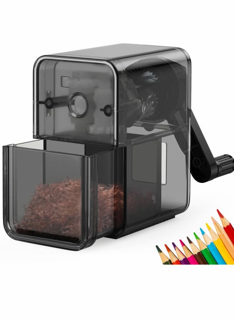 Pencil Sharpener, Manual Strong Spiral Blade Adjustable Nib Sharpener for Charcoal Colored Pencils, Kids Student Artist School Family (Black)