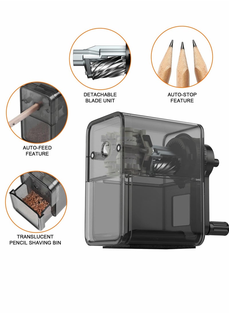 SYOSI - Pencil Sharpener, Manual Strong Spiral Blade Adjustable Nib Sharpener for Charcoal Colored Pencils, Kids Student Artist School Family (Black) - Image 1