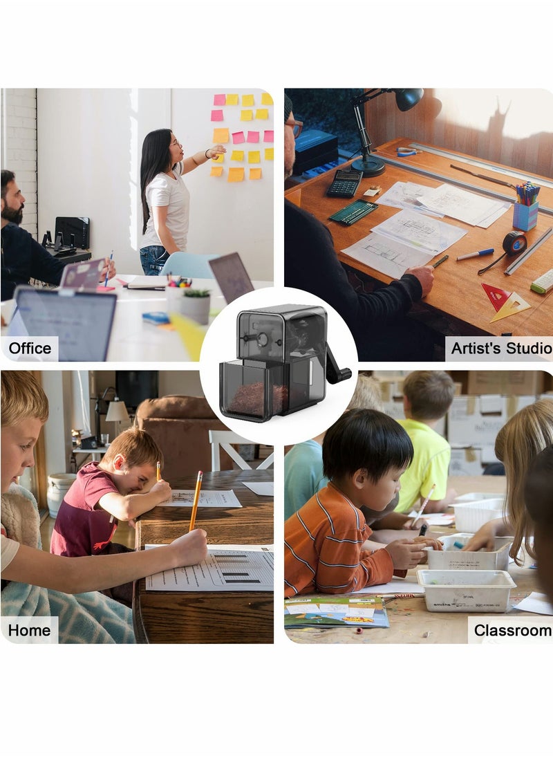 SYOSI - Pencil Sharpener, Manual Strong Spiral Blade Adjustable Nib Sharpener for Charcoal Colored Pencils, Kids Student Artist School Family (Black) - Image 1