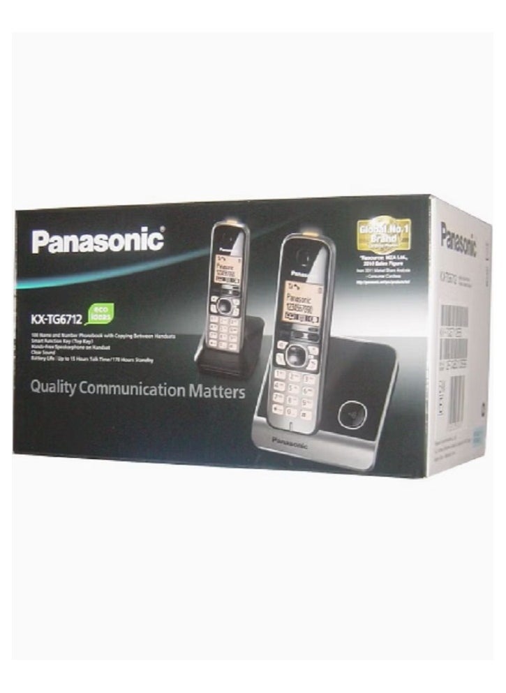 Panasonic - Panasonic Expandable Cordless Phone System with Amber Backlit Display 2 KX-TG6712 - Image 1