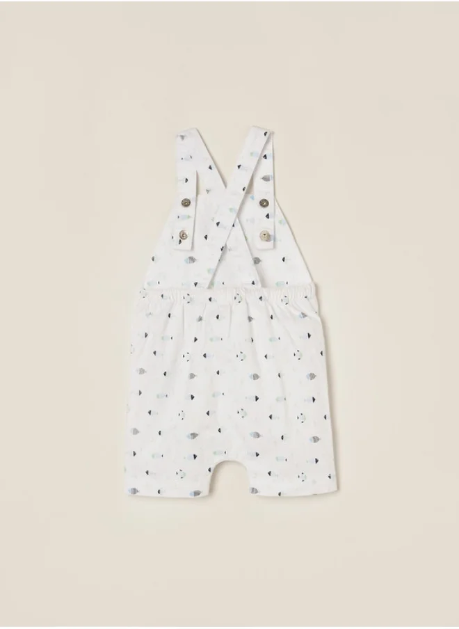 زيبي Dungarees for Newborn Baby Boys 'Fish', White