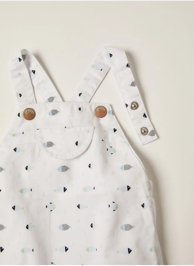 Zippy Dungarees for Newborn Baby Boys 'Fish', White