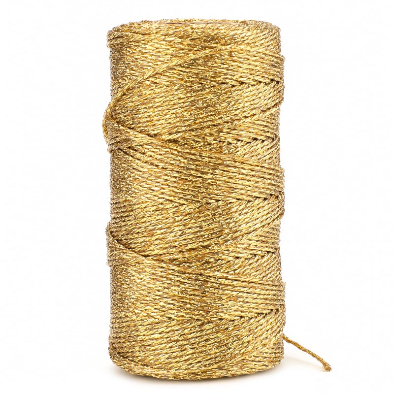 joycraft 110Yards Decorative Metallic Bakers String  Gold Wrapping Twine String  Inelastic  Glitter String for DIY Crafting Christmas Decor Presents Gift Tags15mm
