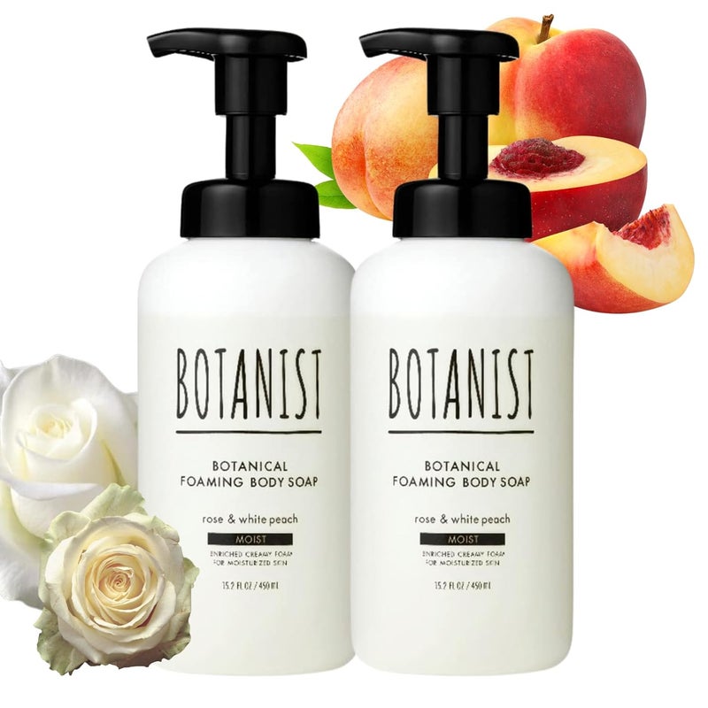 Botanist Body Wash with Shea Butter in Dense  Bouncy foamLock in Moisturizing for All Skin TypeSulfateParabenDye Free For Family useRose  White Peach450 mL152 fl OzPack of 2