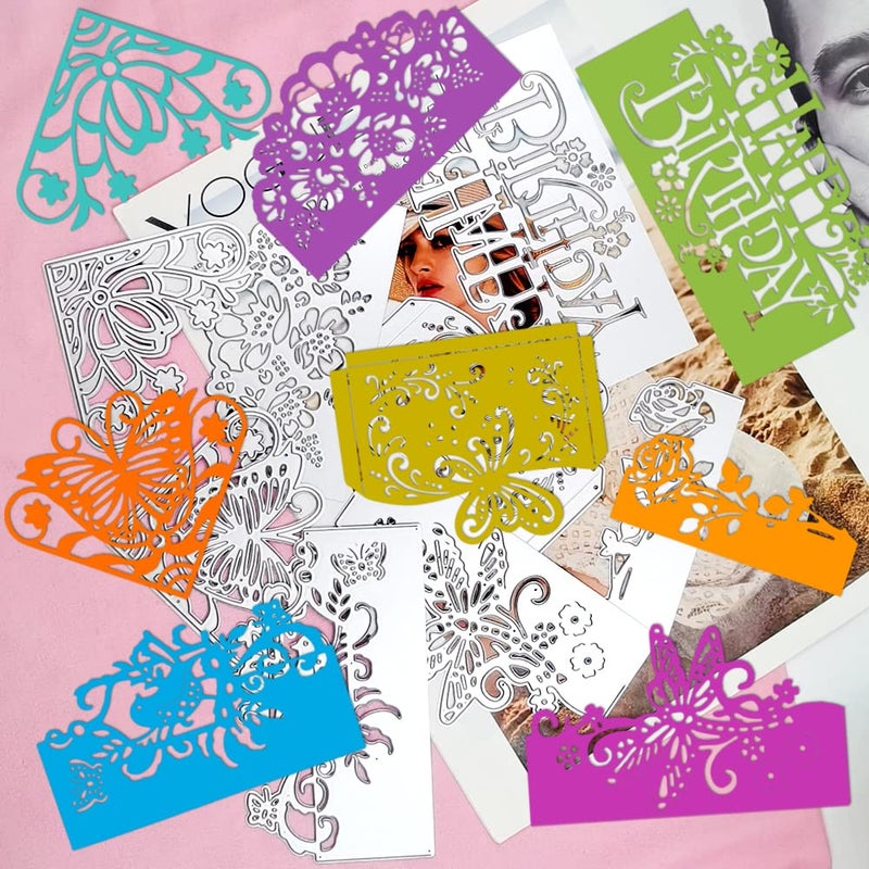 AFUNTA 8 Sets Die Cuts for Card Making, AFUNTA Birthday Die Cuts Rose Flower Bird Butterfly Metal Cutting Dies, Embossing Stencils for DIY Scrapbook Album Decorative, Scrapbook Card Making - Image 2