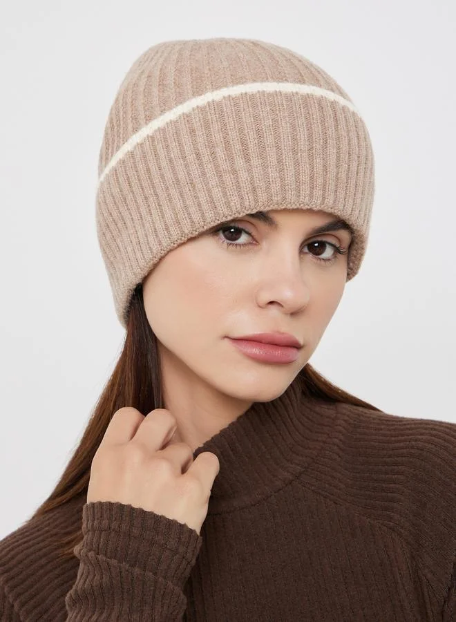 Styli Khaki Ribbed Beanie