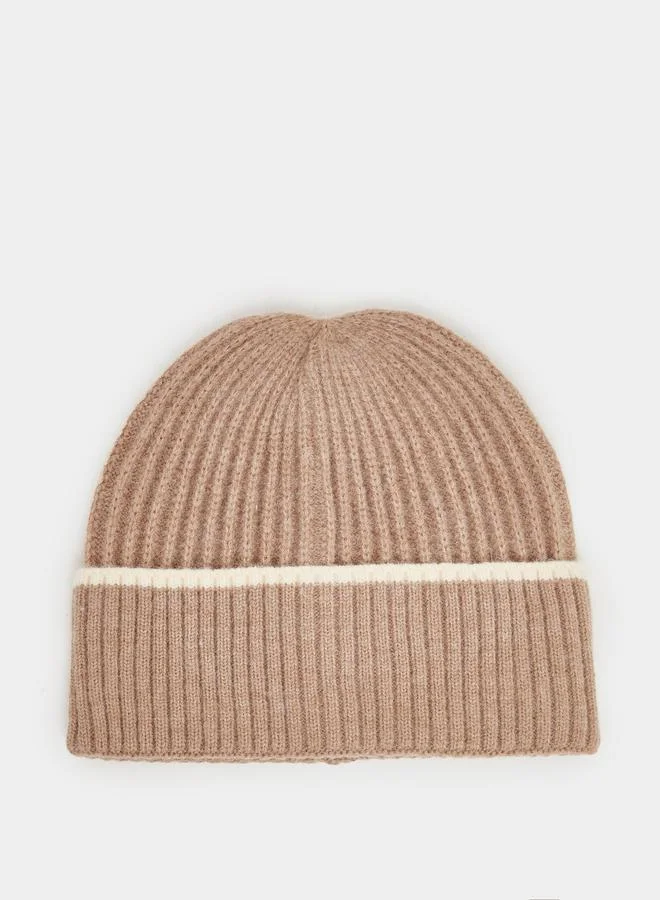 Khaki Ribbed Beanie
