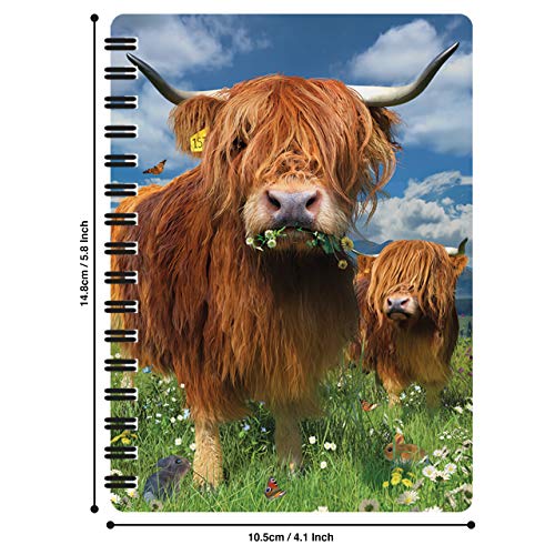 3D LiveLife Jotter - Highland Cattle from Deluxebase. Lenticular 3D Cow 6x4 Spiral Notebook with plain recycled paper pages. Artwork licensed from renowned artist David Penfound - Image 3