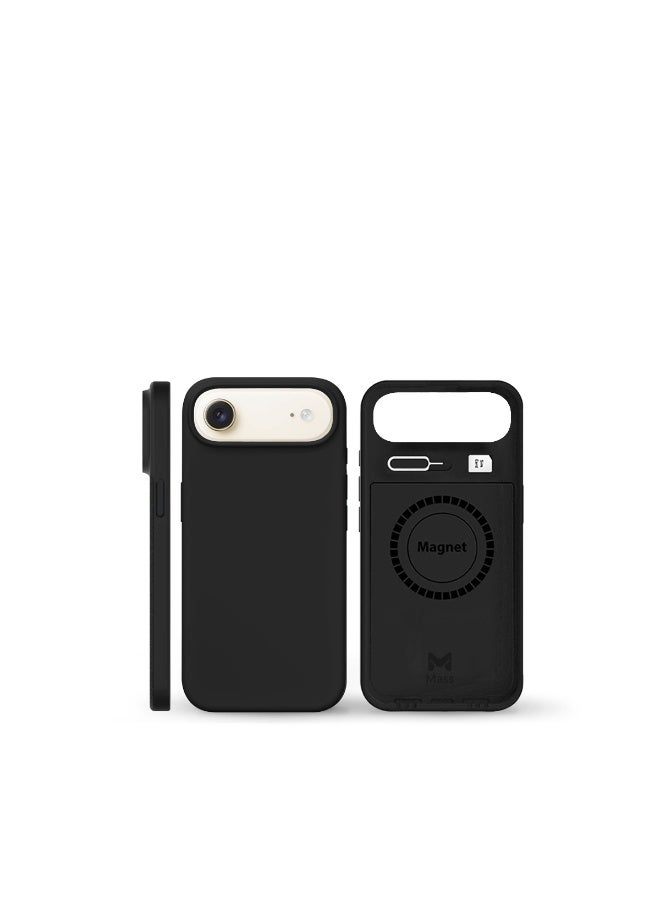 ماس جراب حماية من مادة TPU 6x1 من Mass Infinity، نحيف مقاوم للصدمات، مع دعم للوحة معدنية، وفتحة SIM مدمجة، وحماية متينة من السقوط، متوافق مع أجهزة Magsafe وiPhone (أسود، iPhone 17 Air) - Image 1