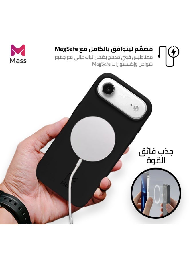 ماس جراب حماية من مادة TPU 6x1 من Mass Infinity، نحيف مقاوم للصدمات، مع دعم للوحة معدنية، وفتحة SIM مدمجة، وحماية متينة من السقوط، متوافق مع أجهزة Magsafe وiPhone (أسود، iPhone 17 Air) - Image 3