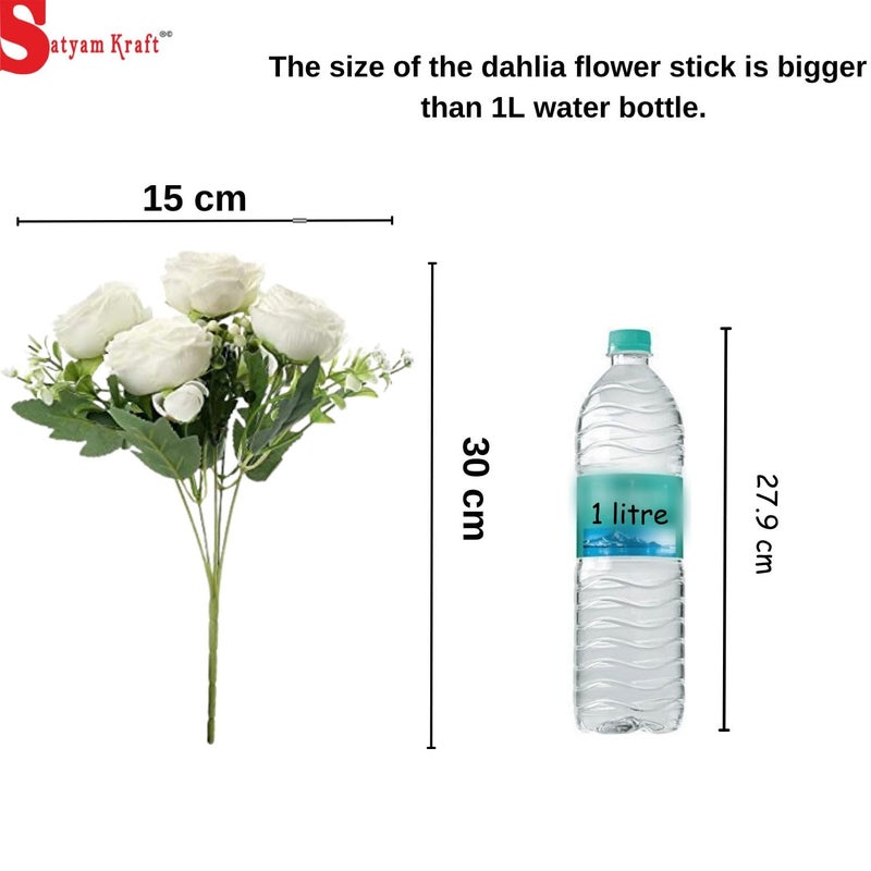 Satyam Kraft SATYAM KRAFT 1 Pcs Artificial Lactiflora Peony Rose Flowers Sticks Bunch decorative items for home Decor,Living Room Table, Valentine's Day Decoration (Without Vase Pot)(White, Pack of 1)  - Image 3