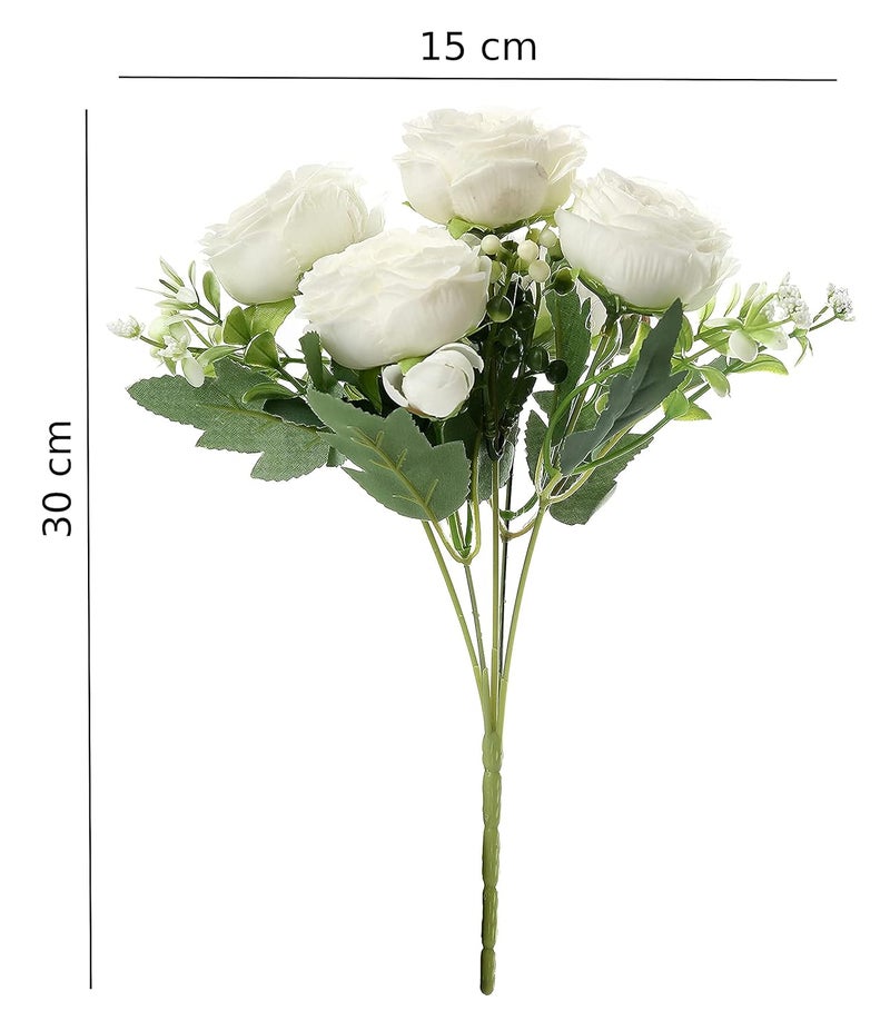 Satyam Kraft SATYAM KRAFT 1 Pcs Artificial Lactiflora Peony Rose Flowers Sticks Bunch decorative items for home Decor,Living Room Table, Valentine's Day Decoration (Without Vase Pot)(White, Pack of 1)  - Image 5