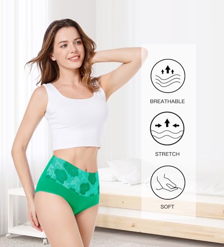 HAVVIS Women's Briefs Underwear Cotton High Waist Tummy Control Panties Rose Jacquard Ladies Panty Multipack (Brief 01-8 Pack - Assorted Colors 03, Large) - Image 4