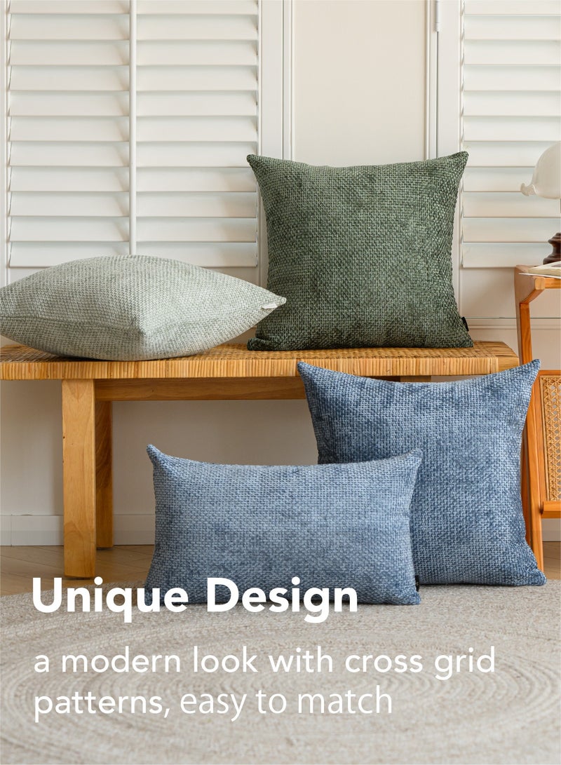 a moment a moment Blue Chenille Cushion Cover Throw Pillow Covers 30x50 CM Pack of 2 Modern Decorative Pillowcase Farmhouse Cross Pillows  - Image 4