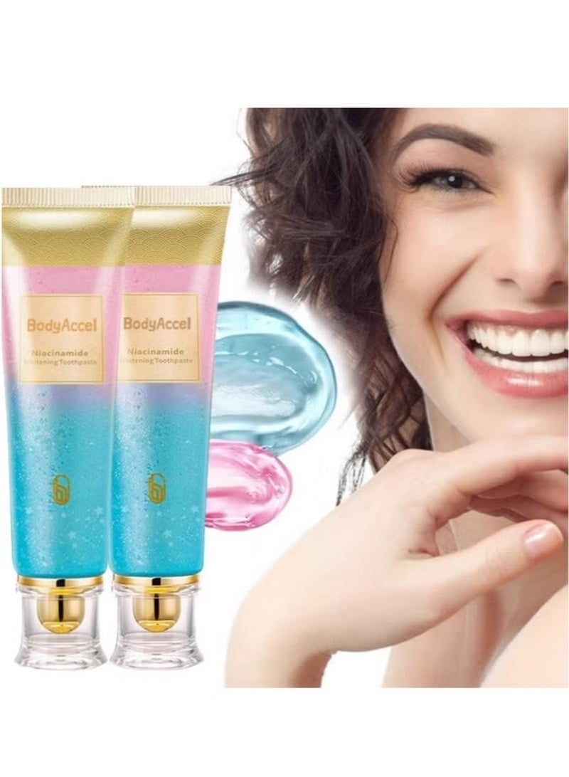 BodyAccel 2-Pack Niacinamide Whitening Toothpaste – BodyAccel Natural Whitening Toothpaste with Niacinamide, Stain Removal Triple Whitening Toothpaste Natural Gentle, Fresh Breath - Image 1