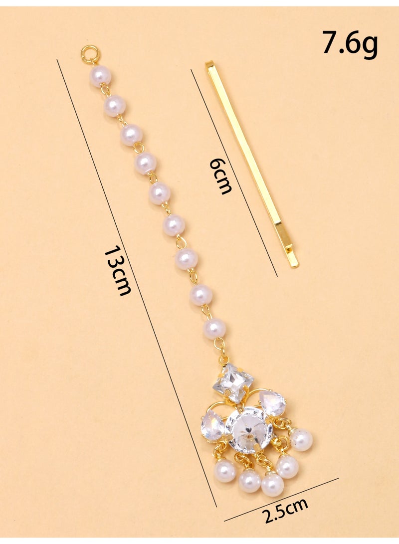 Elegant Bridal Hair Chain for Women Crystal Pearl Dangle Hair Accessory for Bride Wedding Hairstyles - Image 3