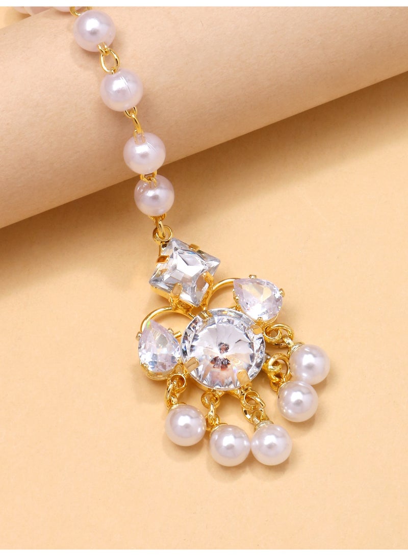 Elegant Bridal Hair Chain for Women Crystal Pearl Dangle Hair Accessory for Bride Wedding Hairstyles - Image 4