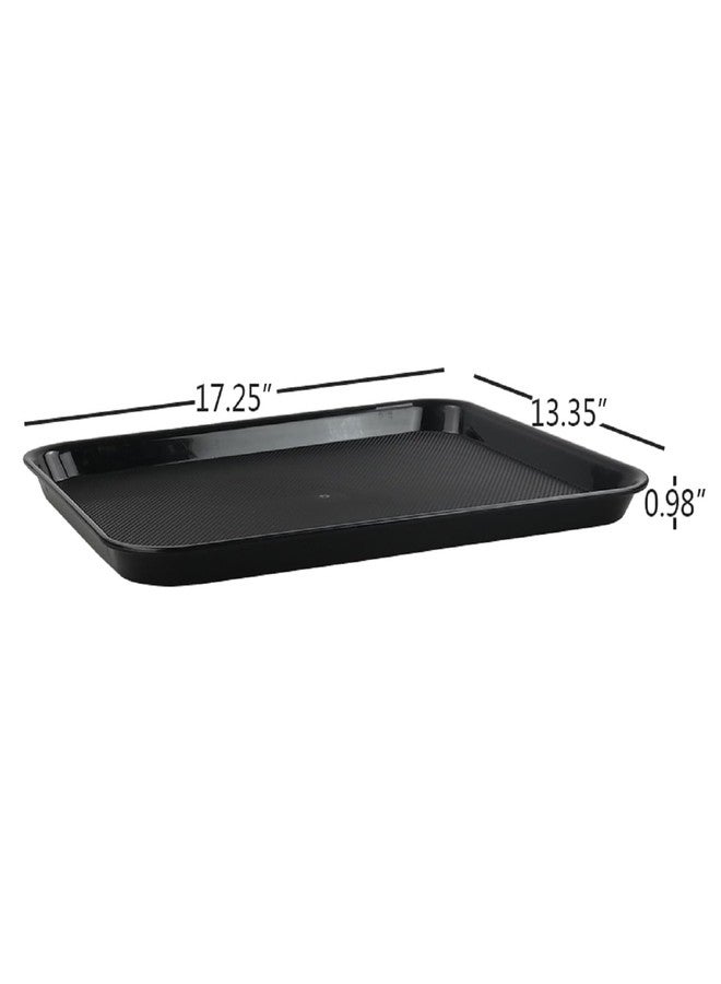 Teyyvn Black 4-Pack Plastic Fast Food Serving Tray, 17.25" x 13.35", Rectangular Food Tray - Image 2