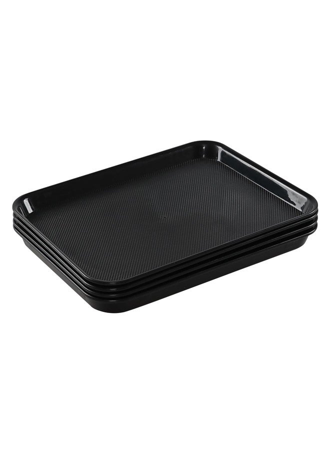 Teyyvn Black 4-Pack Plastic Fast Food Serving Tray, 17.25" x 13.35", Rectangular Food Tray - Image 1
