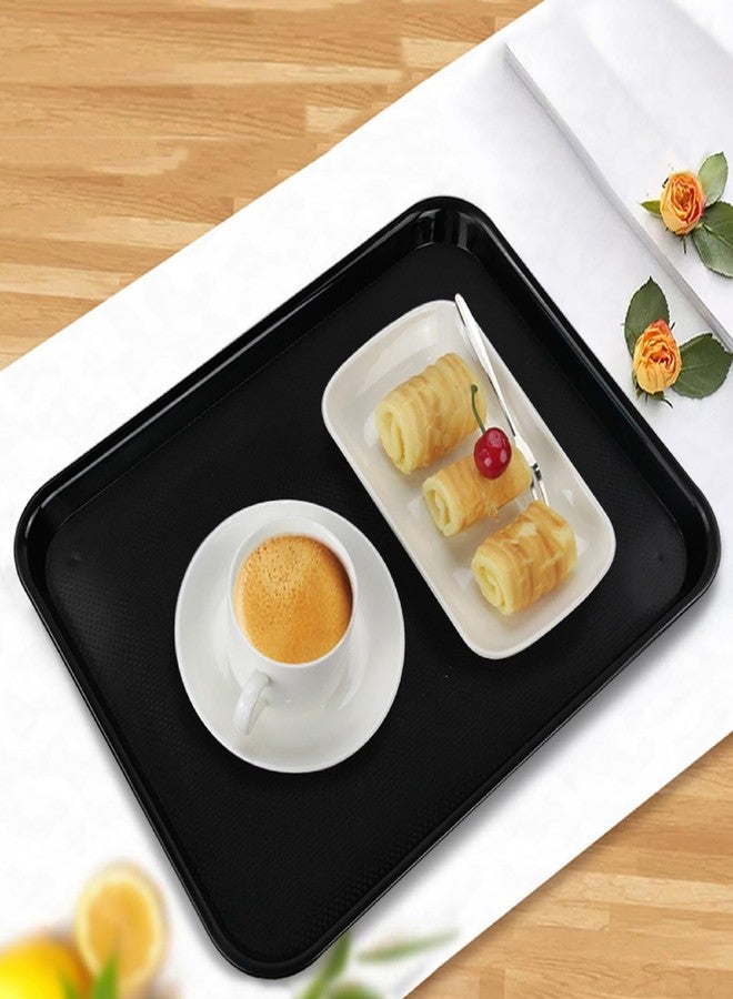 Teyyvn Black 4-Pack Plastic Fast Food Serving Tray, 17.25" x 13.35", Rectangular Food Tray - Image 5