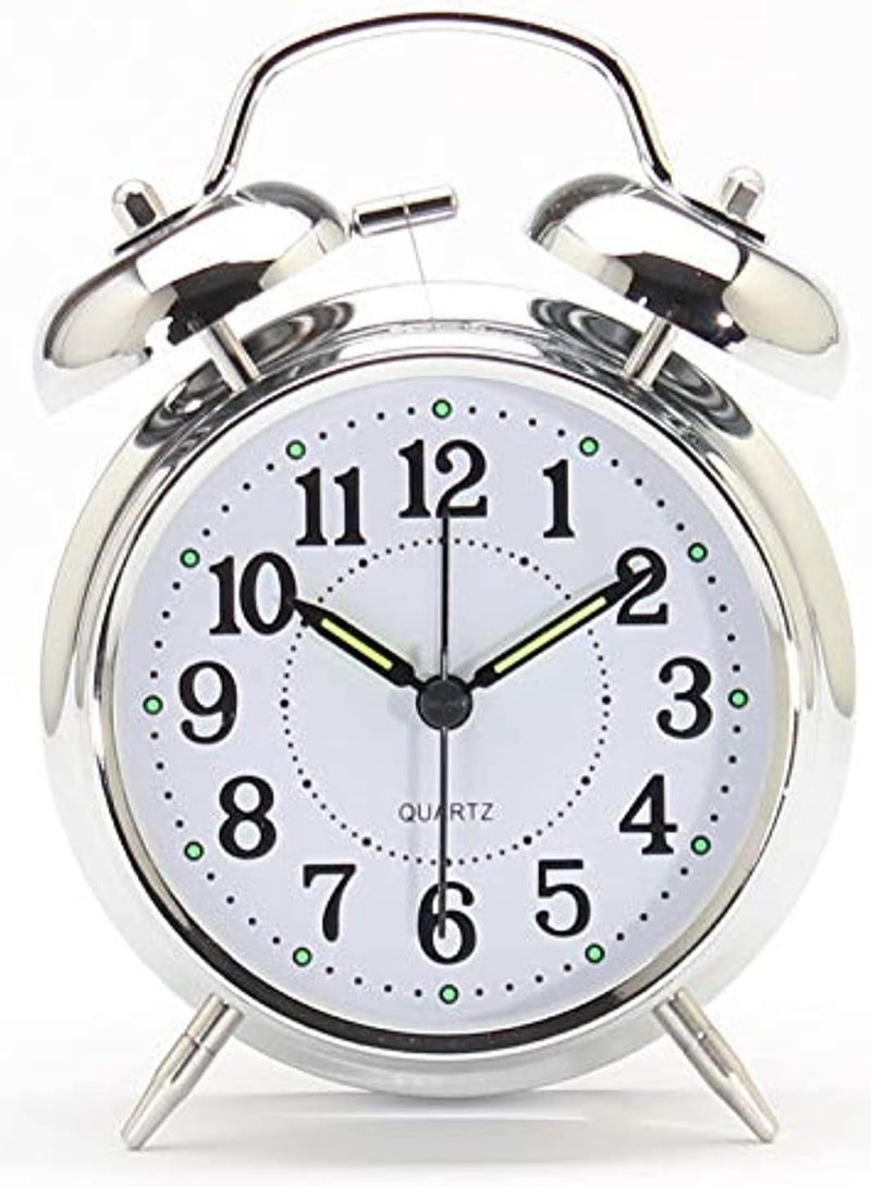 ساعة منبه صغيرة ديجيتال ثلاثية الابعاد بجرس غير ميكانيكي (فضي) - Image 1