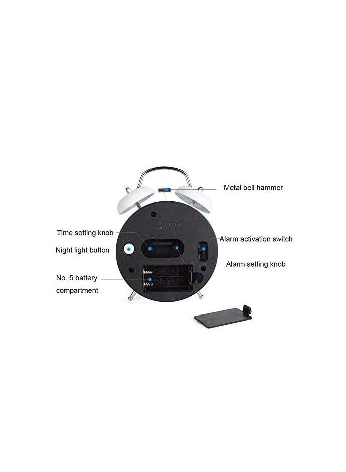 ساعة منبه صغيرة ديجيتال ثلاثية الابعاد بجرس غير ميكانيكي (فضي) - Image 4