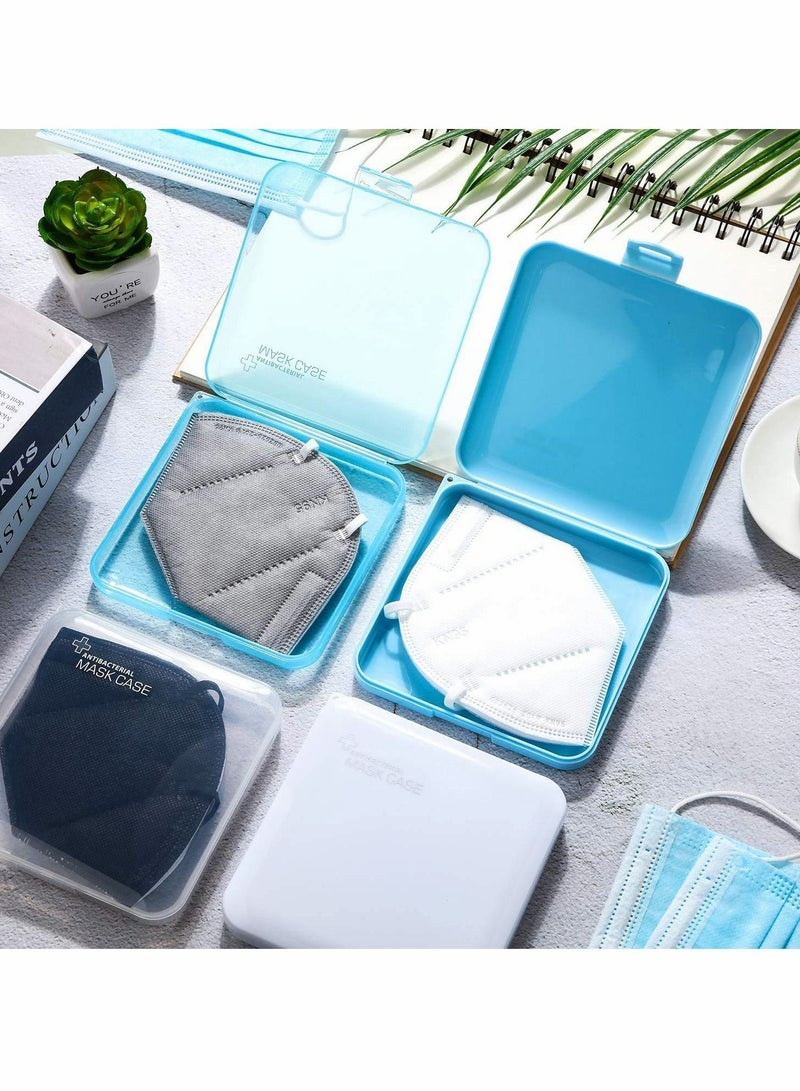 Generic Mask Storage Case Portable Face Box for Recyclable Clip Organizer with Lids Cover Pollution Prevention (Clear White Clear Blue Blue)  - Image 3