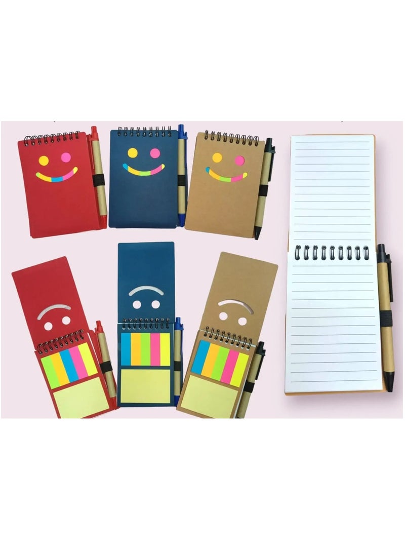 ATKET - 1-Piece Pocket Size Notebook With Sticky Notes And Pen Assorted Colours - Image 1