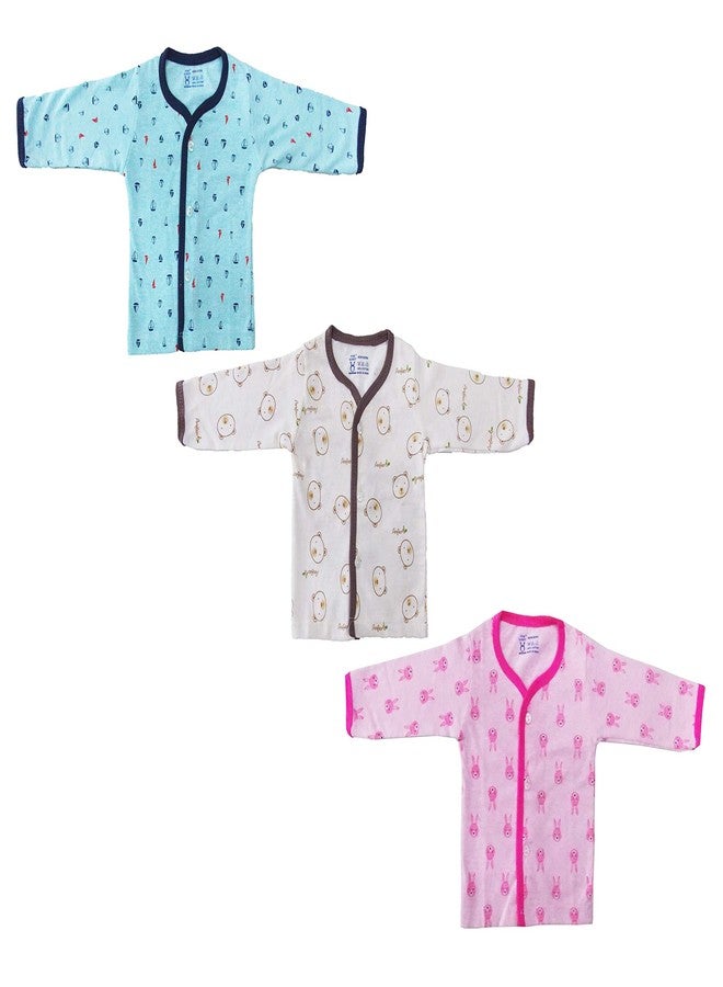 mittenbooty� Presents New Born Baby Soft Cotton Full Sleeves Front Open Vest Kids Jabla Pack of 3 (Multicolored-1, 0-1 Months) - Image 1