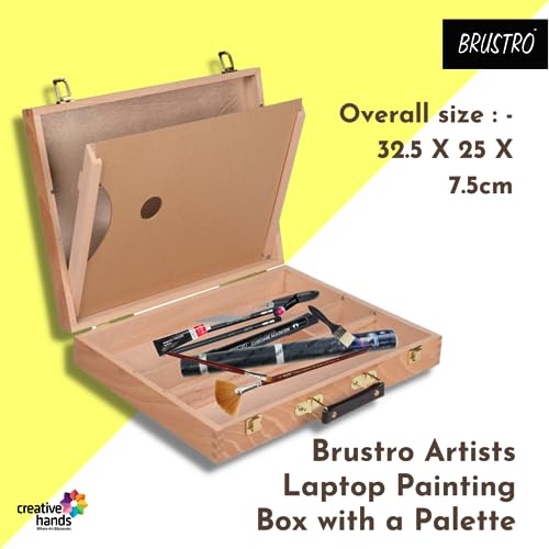 BRUSTRO بوكس برسترو للفنانين - صندوق خشبي فارغ للرسم مع باليتة - Image 2