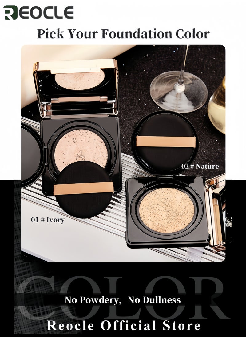 REOCLE - Lightweight Concealer Cushion BB Cream Non-Cakey Waterproof and Sweatproof Moisturizing and Nourishing Long-lasting Foundation for Even Skin Tone Non-Smudge - Image 1