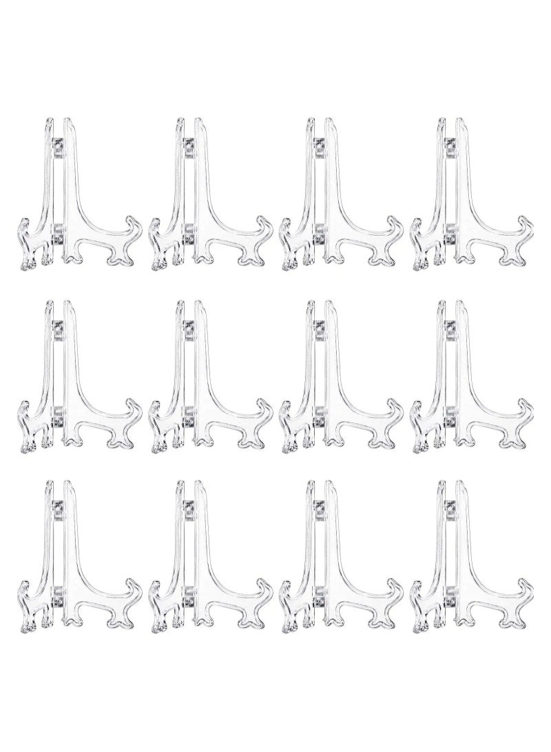 12 Pieces 7 Inches Plastic Easel Stands Plate Holders Picture Stand Clear for Display Frame Collectibles Desktop Party Home Decoration - Image 1