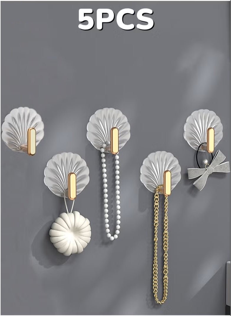 5 Pcs Multipurpose Acrylic Wall Storage Hook Decorative Gold Hook Strong Adhesive Wall Hooks Purse Hook Cute Wall Mounted Hook Kitchen Hooks Key Hook  - Image 1