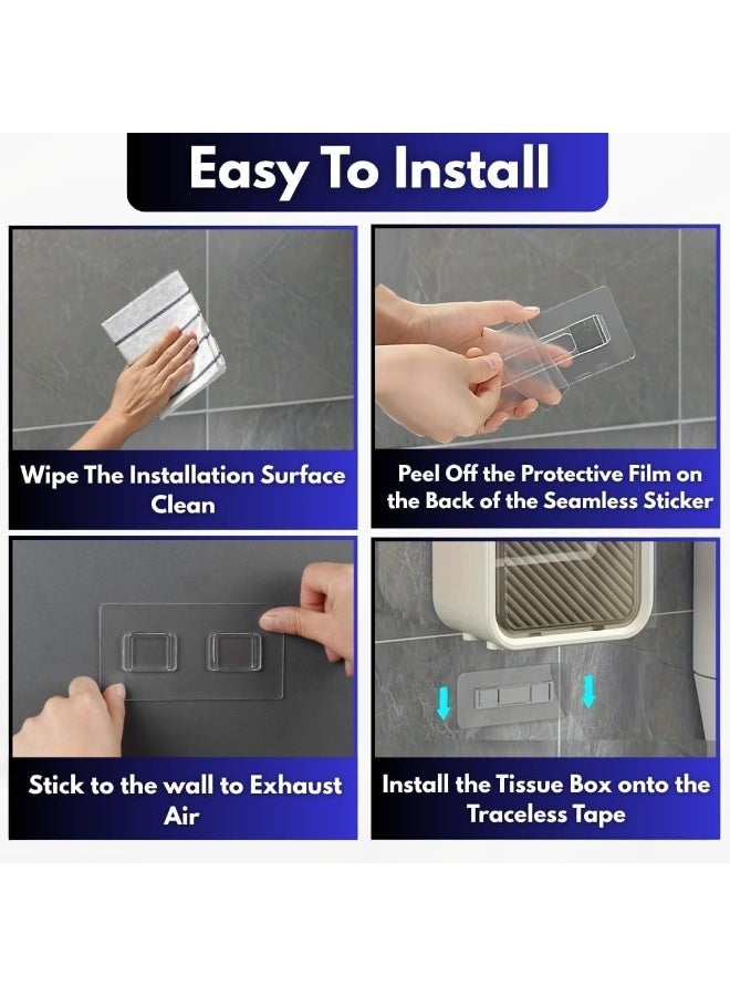 SYOSI Toilet Paper Holder, Wall-Mounted Tissue Dispenser with Waterproof Storage Box, Bathroom Organizer for Small Spaces, Large Roll Capacity with Cover, Easy to Install, No Drill (White) - Image 3
