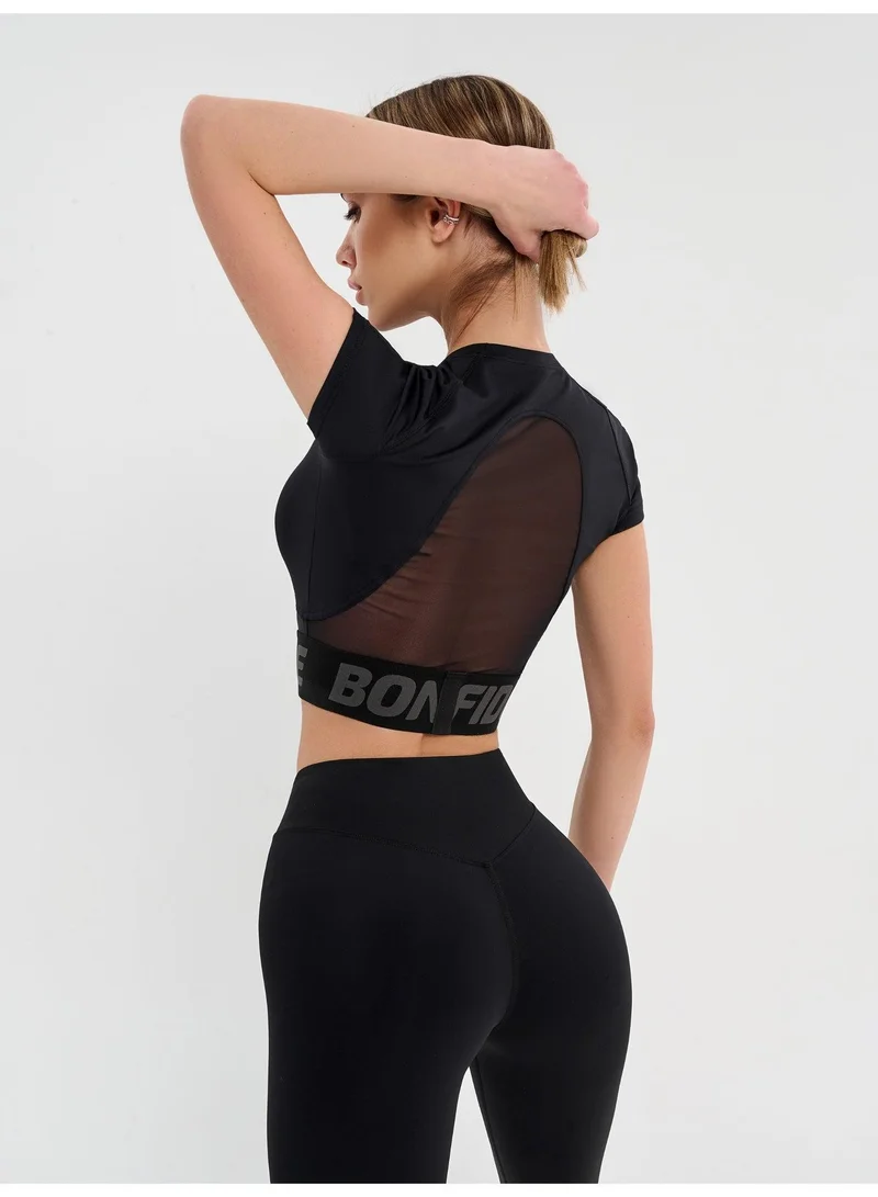 Bona Fide Hi-tech Shirt Black Hi-tech Shirt Crop Long Sleeve Sports Bra for Women | Best Price UAE