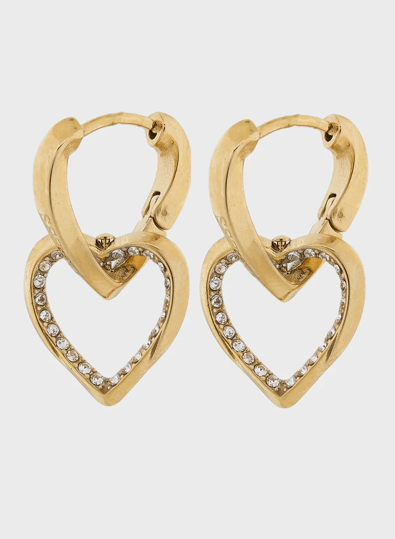 GUESS Hearts Detail Drop Earrings
